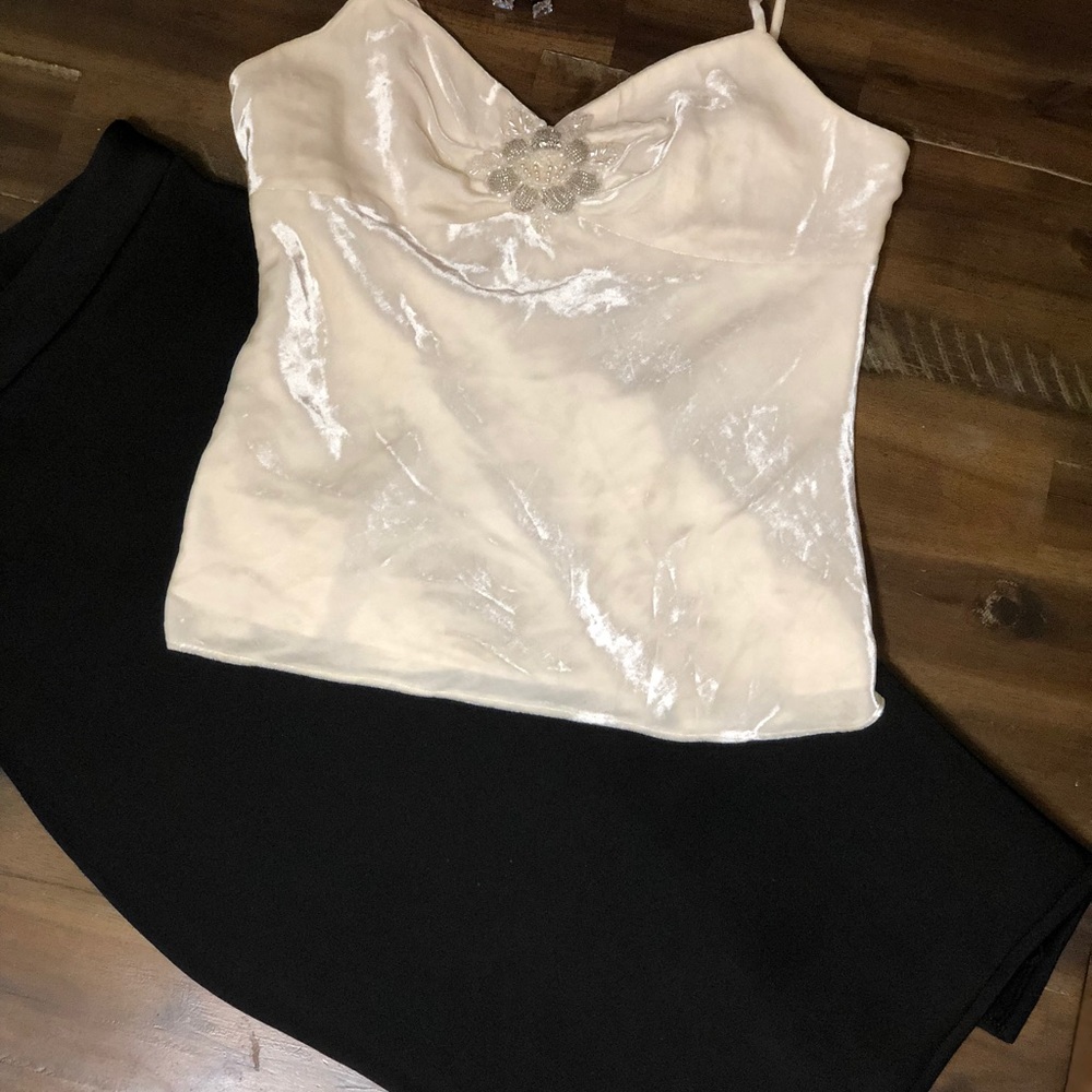 Spaghetti strap crushed velvet feel top